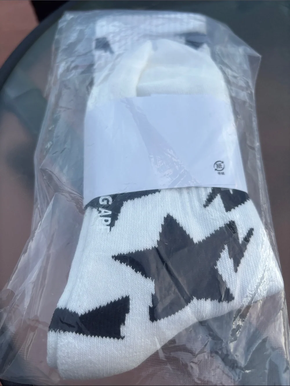 A Bathing Ape White & Black Graphic Crew Socks